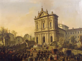 Papst Gregor XVI. besucht die Kirche San Gregorio al Celio, ca. 1831-47